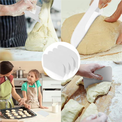 4 Pcs Plastic Dough Scraper, Flexible Bowl Bench Scraper