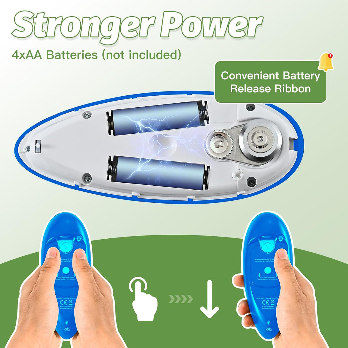 Electric Can Opener，Can Openers For Seniors, Can Opener Electric- Automatic, Simply press the button to open the can - automatic, hands-free, smooth edges, battery powered, yes, you can (blue)