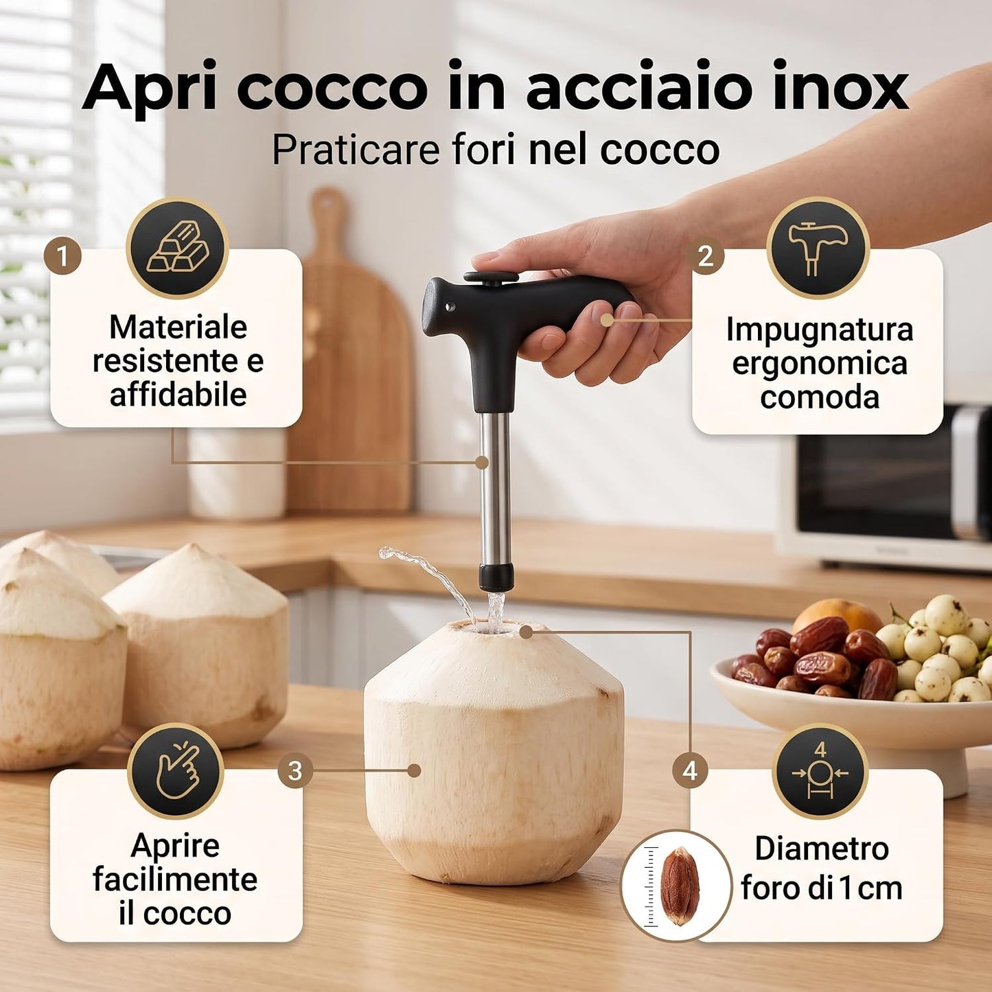 Stainless Steel Coconut Opener Anti- Sharp Fruit Corer for Pineapple Haw Home & Kitchen Gadget