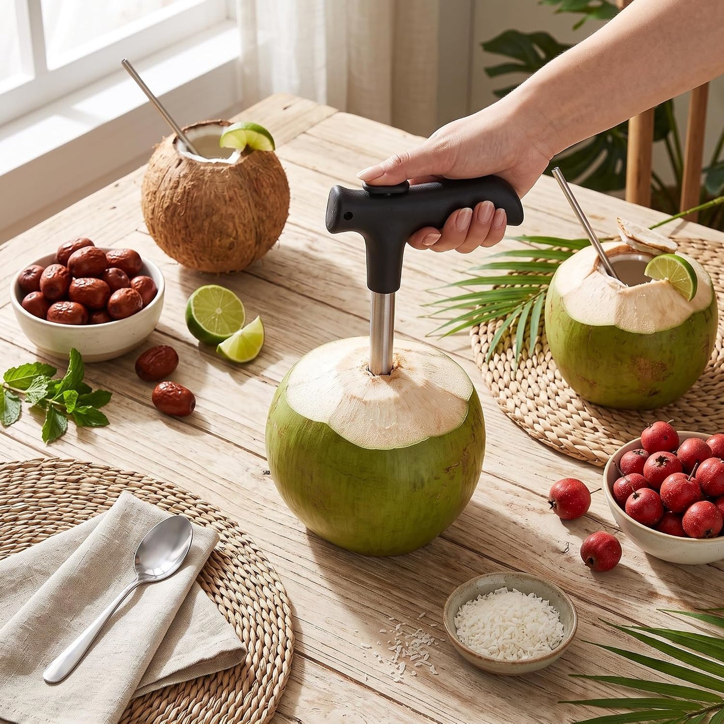 Stainless Steel Coconut Opener Anti- Sharp Fruit Corer for Pineapple Haw Home & Kitchen Gadget