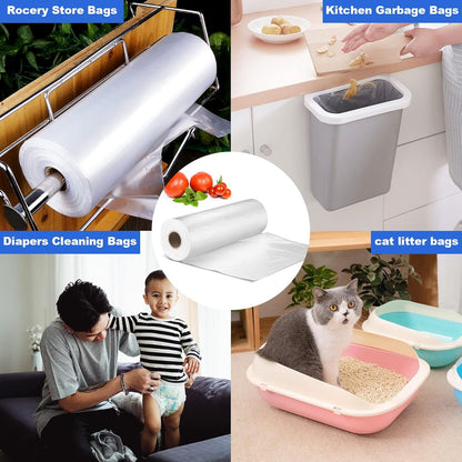12x16 Plastic Produce Bags on a Roll - Clear Plastic Bags for Food, Vegetable, Fruits, Bread, Pet Bags and Grocery Clear Bag- 350 Bags/roll (1 Roll)
