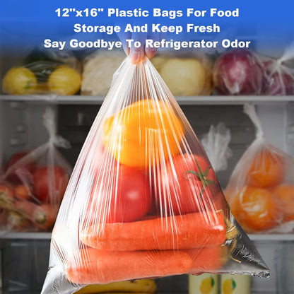 12x16 Plastic Produce Bags on a Roll - Clear Plastic Bags for Food, Vegetable, Fruits, Bread, Pet Bags and Grocery Clear Bag- 350 Bags/roll (1 Roll)