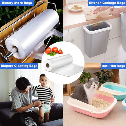 12x16 Plastic Produce Bags on a Roll - Clear Plastic Bags for Food, Vegetable, Fruits, Bread, Pet Bags and Grocery Clear Bag- 350 Bags/roll (1 Roll)