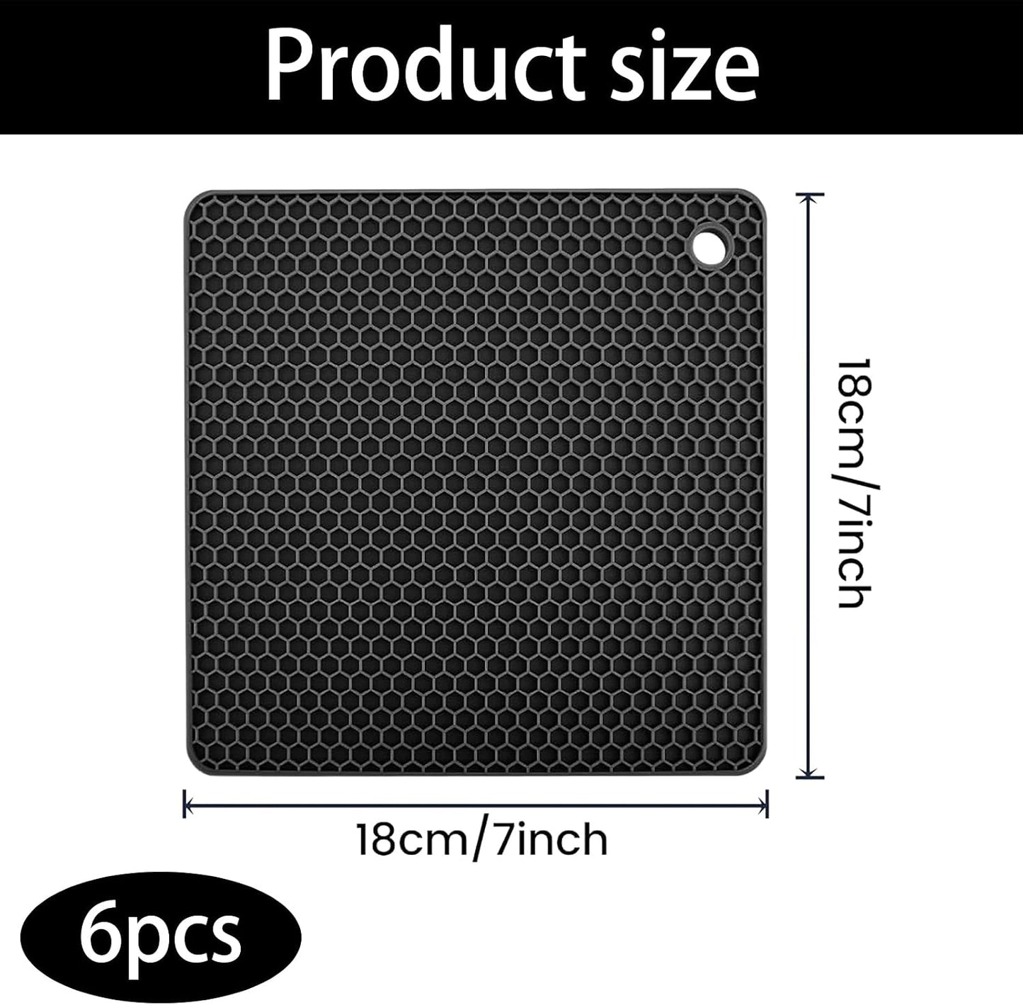 Silicone Trivet Mats Set of 6, Heat Resistant Non-Slip Food Grade | Multipurpose Hot Pads for Kitchen Use, Protects Countertops from Hot Pots, Dishes, Pan, Spoon Rest, Coaster