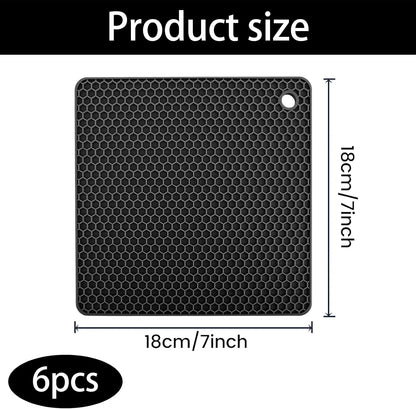 Silicone Trivet Mats Set of 6, Heat Resistant Non-Slip Food Grade | Multipurpose Hot Pads for Kitchen Use, Protects Countertops from Hot Pots, Dishes, Pan, Spoon Rest, Coaster