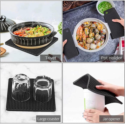 Silicone Trivet Mats Set of 6, Heat Resistant Non-Slip Food Grade | Multipurpose Hot Pads for Kitchen Use, Protects Countertops from Hot Pots, Dishes, Pan, Spoon Rest, Coaster