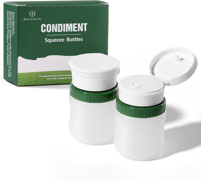 Condiment Squeeze Bottles, 1.3-oz salad dressing container to go, Leak Proof - Great for Sauce, Ketchup, Dressing, Oil - Easy Pour & Clean, BPA-FREE Plastic