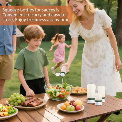 Condiment Squeeze Bottles, 1.3-oz salad dressing container to go, Leak Proof - Great for Sauce, Ketchup, Dressing, Oil - Easy Pour & Clean, BPA-FREE Plastic