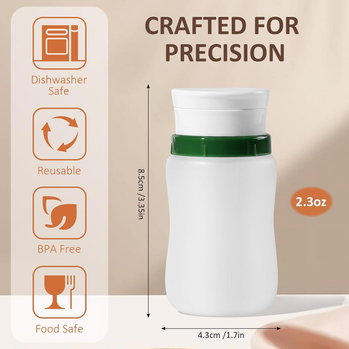 Condiment Squeeze Bottles, 1.3-oz salad dressing container to go, Leak Proof - Great for Sauce, Ketchup, Dressing, Oil - Easy Pour & Clean, BPA-FREE Plastic