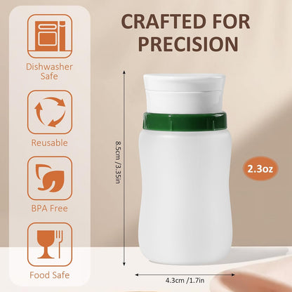 Condiment Squeeze Bottles, 1.3-oz salad dressing container to go, Leak Proof - Great for Sauce, Ketchup, Dressing, Oil - Easy Pour & Clean, BPA-FREE Plastic