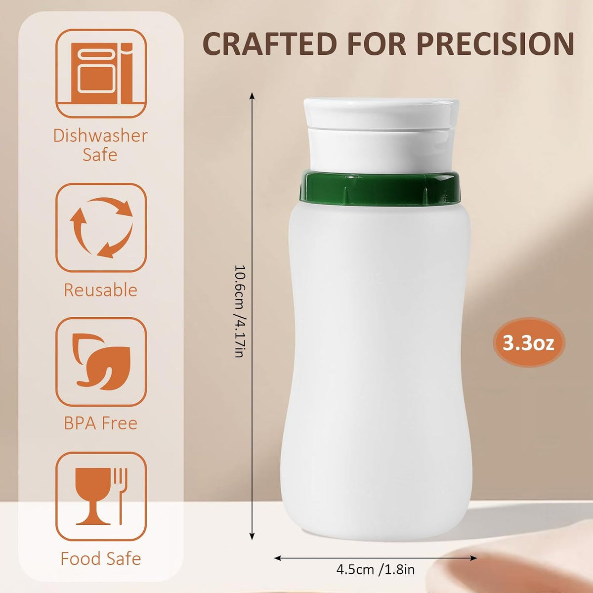 Condiment Squeeze Bottles, 1.3-oz salad dressing container to go, Leak Proof - Great for Sauce, Ketchup, Dressing, Oil - Easy Pour & Clean, BPA-FREE Plastic