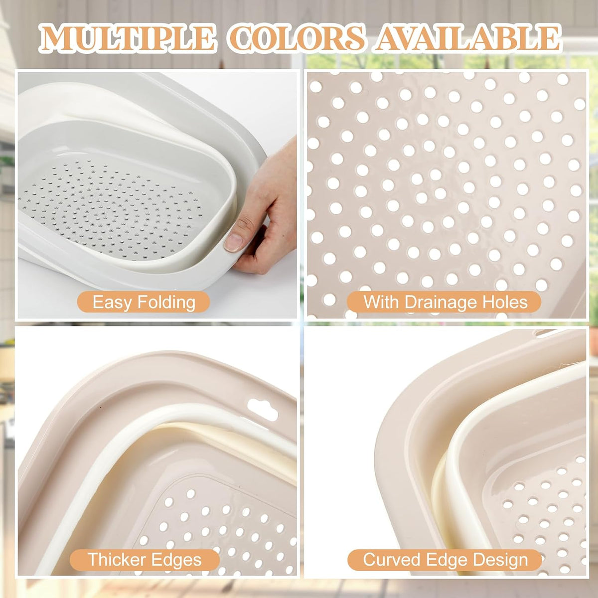3 Set 8-4-2 Qt Collapsible Colander and Sink Basin