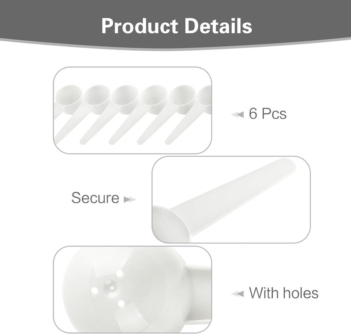 Measuring Spoons, 20ml Plastic Scoops, Pink, 6-Pack