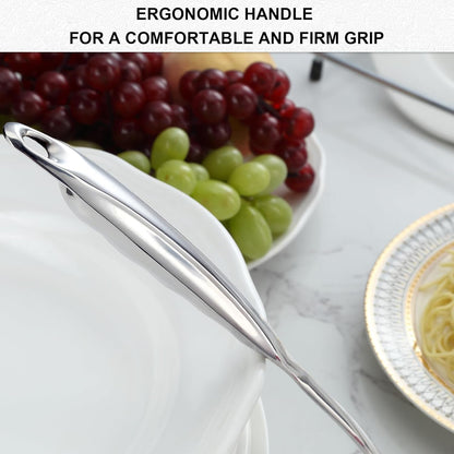 Spaghetti Spoon and Spaghetti Tong 2-Piece Set, 13-Inch Non-Stick Spaghetti Fork and 11.4-Inch Kitchen Tong, Easy Storage and Cleanup, Ergonomic Design, Stainless Steel