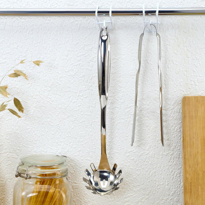 Spaghetti Spoon and Spaghetti Tong 2-Piece Set, 13-Inch Non-Stick Spaghetti Fork and 11.4-Inch Kitchen Tong, Easy Storage and Cleanup, Ergonomic Design, Stainless Steel