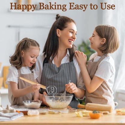 2 Pack Danish Dough Whisk 13inch Stainless Steel Wooden Handle Bread Hand Mixer for Sourdough Pizza Bread Baking Kitchen Whisking Mixing Tools