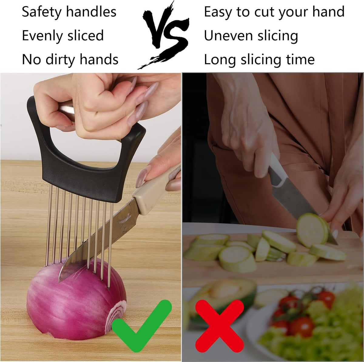3 Pcs Onion Slicer Holder, All purpose Food Slicer Assistant Tool for Cucumber, Tomato, Potato, Egg, Avocados, Fruit Lemon and Meat