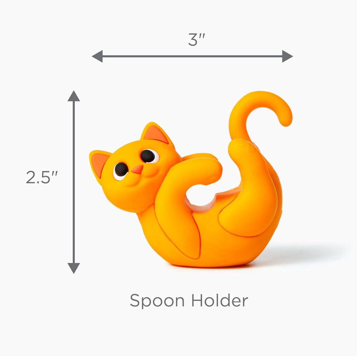 Itera Orange Silicone Cat Spoon Rest Kitchen Gadget Utensil Holder | Clips to cookware • Props lids for steam venting • Cute kitchen décor • Heat resistant • BPA-free • Dishwasher safe