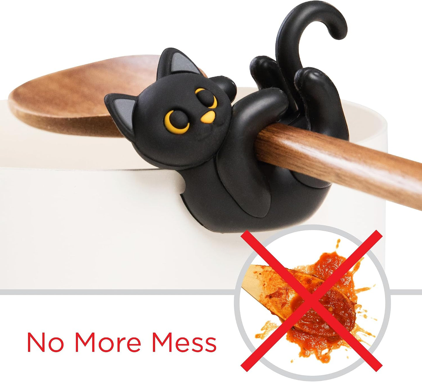 Itera Orange Silicone Cat Spoon Rest Kitchen Gadget Utensil Holder | Clips to cookware • Props lids for steam venting • Cute kitchen décor • Heat resistant • BPA-free • Dishwasher safe