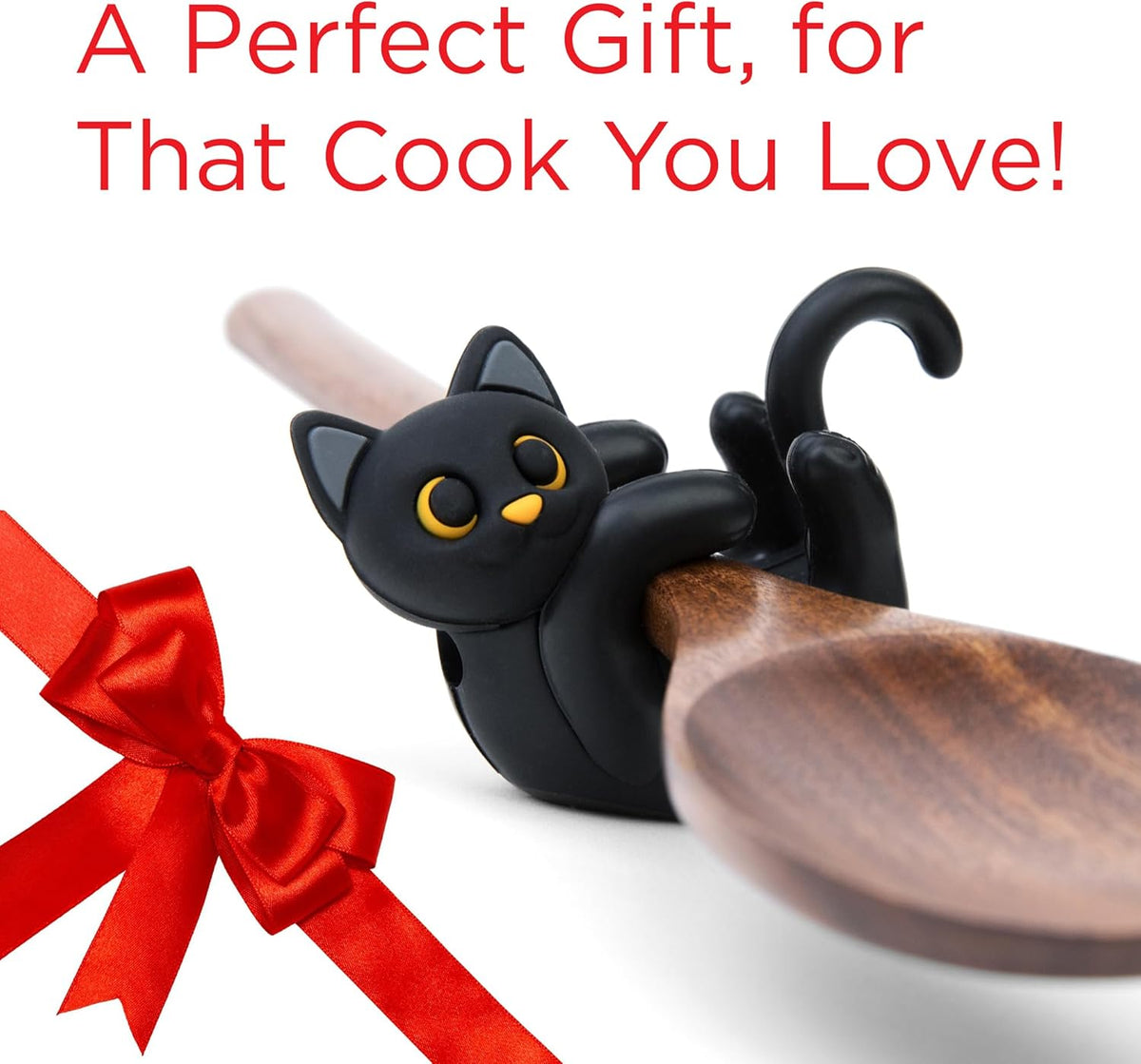 Itera Orange Silicone Cat Spoon Rest Kitchen Gadget Utensil Holder | Clips to cookware • Props lids for steam venting • Cute kitchen décor • Heat resistant • BPA-free • Dishwasher safe