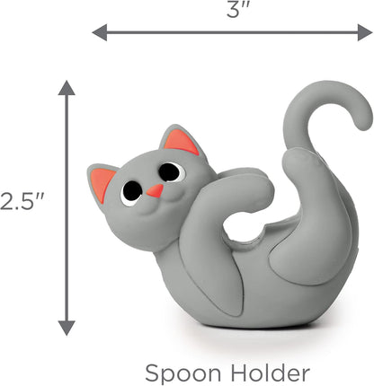 Itera Orange Silicone Cat Spoon Rest Kitchen Gadget Utensil Holder | Clips to cookware • Props lids for steam venting • Cute kitchen décor • Heat resistant • BPA-free • Dishwasher safe