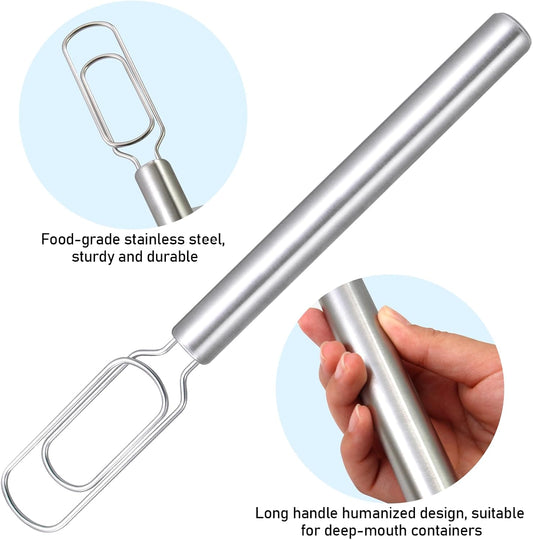 Danish Dough Whisk 2 Pack 12 Inch Stainless Steel for Sourdough Starter | 2 Pack Stainless Steel Dough Whisk Reaches Jar Bottom Easy Mixing Non Stick Spiral Design for Bread Pizza Baking