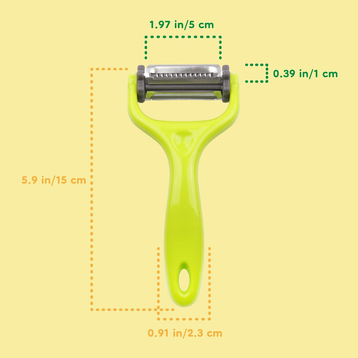 Y Shape 3-in-1 Serrated, Straight, Julienne Swiveled Multi-Blade Peeler - Green - 1 Peeler