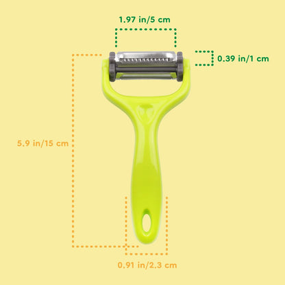 Y Shape 3-in-1 Serrated, Straight, Julienne Swiveled Multi-Blade Peeler - Green - 1 Peeler