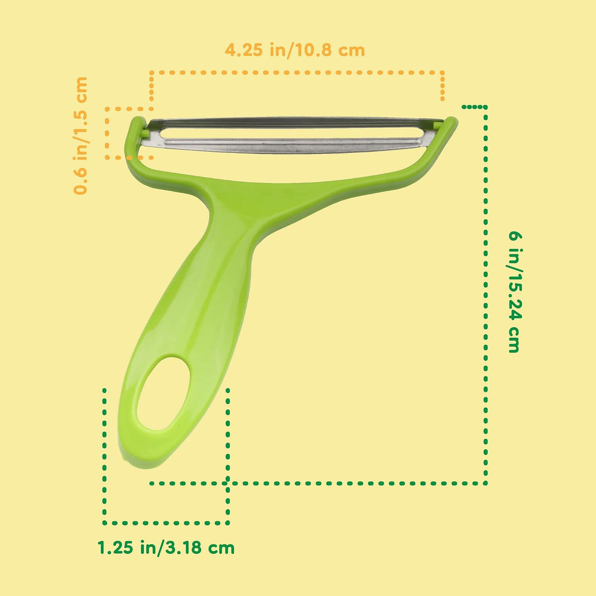 Y Shape 3-in-1 Serrated, Straight, Julienne Swiveled Multi-Blade Peeler - Green - 1 Peeler