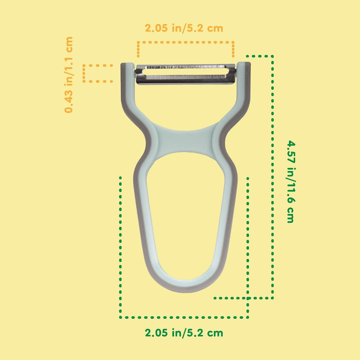 Y Shape 3-in-1 Serrated, Straight, Julienne Swiveled Multi-Blade Peeler - Green - 1 Peeler