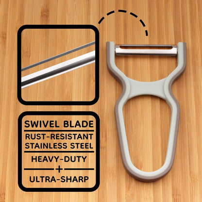 Y Shape 3-in-1 Serrated, Straight, Julienne Swiveled Multi-Blade Peeler - Green - 1 Peeler