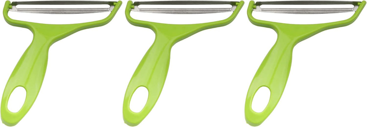 Y Shape 3-in-1 Serrated, Straight, Julienne Swiveled Multi-Blade Peeler - Green - 1 Peeler