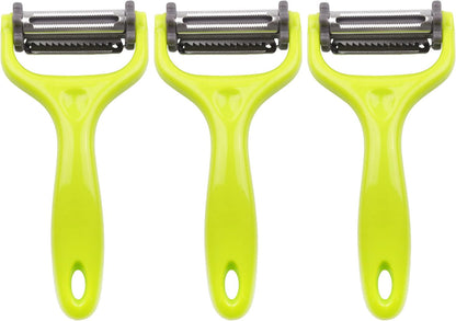 Y Shape 3-in-1 Serrated, Straight, Julienne Swiveled Multi-Blade Peeler - Green - 1 Peeler