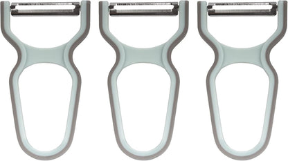 Y Shape 3-in-1 Serrated, Straight, Julienne Swiveled Multi-Blade Peeler - Green - 1 Peeler