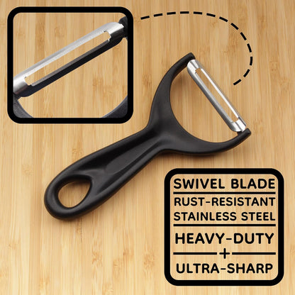Y Shape 3-in-1 Serrated, Straight, Julienne Swiveled Multi-Blade Peeler - Green - 1 Peeler