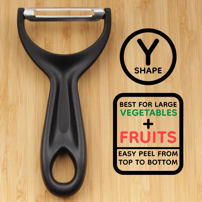 Y Shape 3-in-1 Serrated, Straight, Julienne Swiveled Multi-Blade Peeler - Green - 1 Peeler