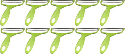 Y Shape 3-in-1 Serrated, Straight, Julienne Swiveled Multi-Blade Peeler - Green - 1 Peeler