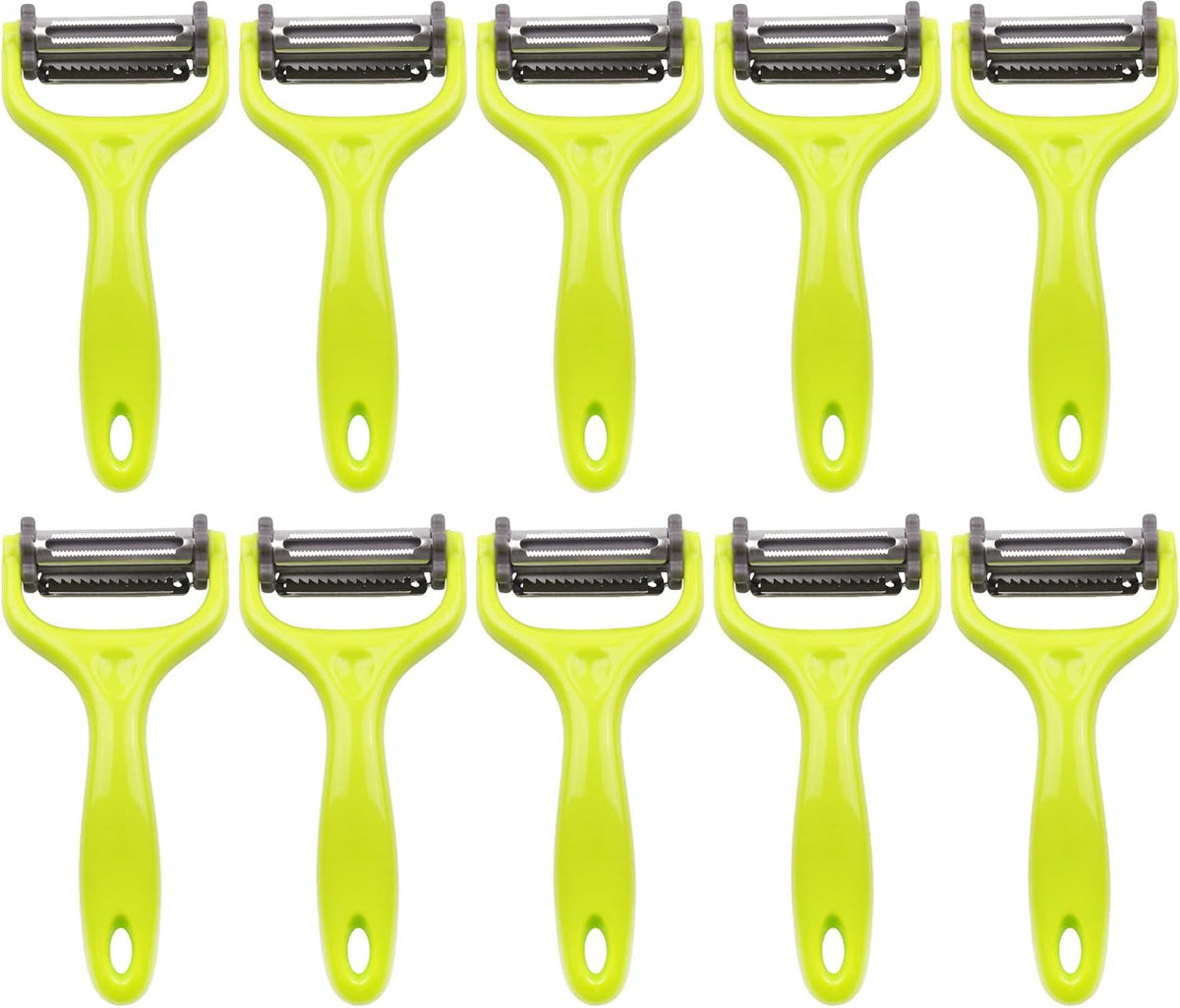 Y Shape 3-in-1 Serrated, Straight, Julienne Swiveled Multi-Blade Peeler - Green - 1 Peeler