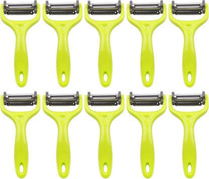 Y Shape 3-in-1 Serrated, Straight, Julienne Swiveled Multi-Blade Peeler - Green - 1 Peeler