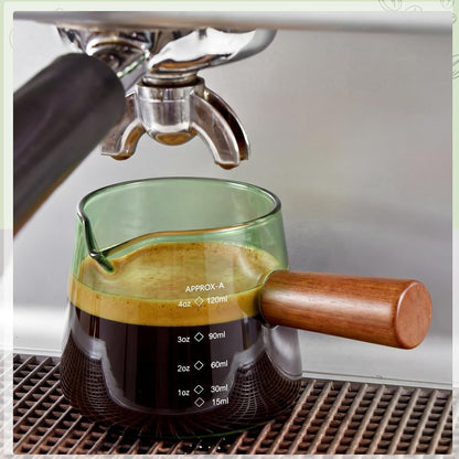 2 Pcs Espresso Cups, Espresso Shot Glasses with V-shaped Spouts and Handle, Small Cute Glass Measuring Cup, Milk Frothing Pitcher for Coffee Bar Accessories(4 OZ,Simple Style,Black)