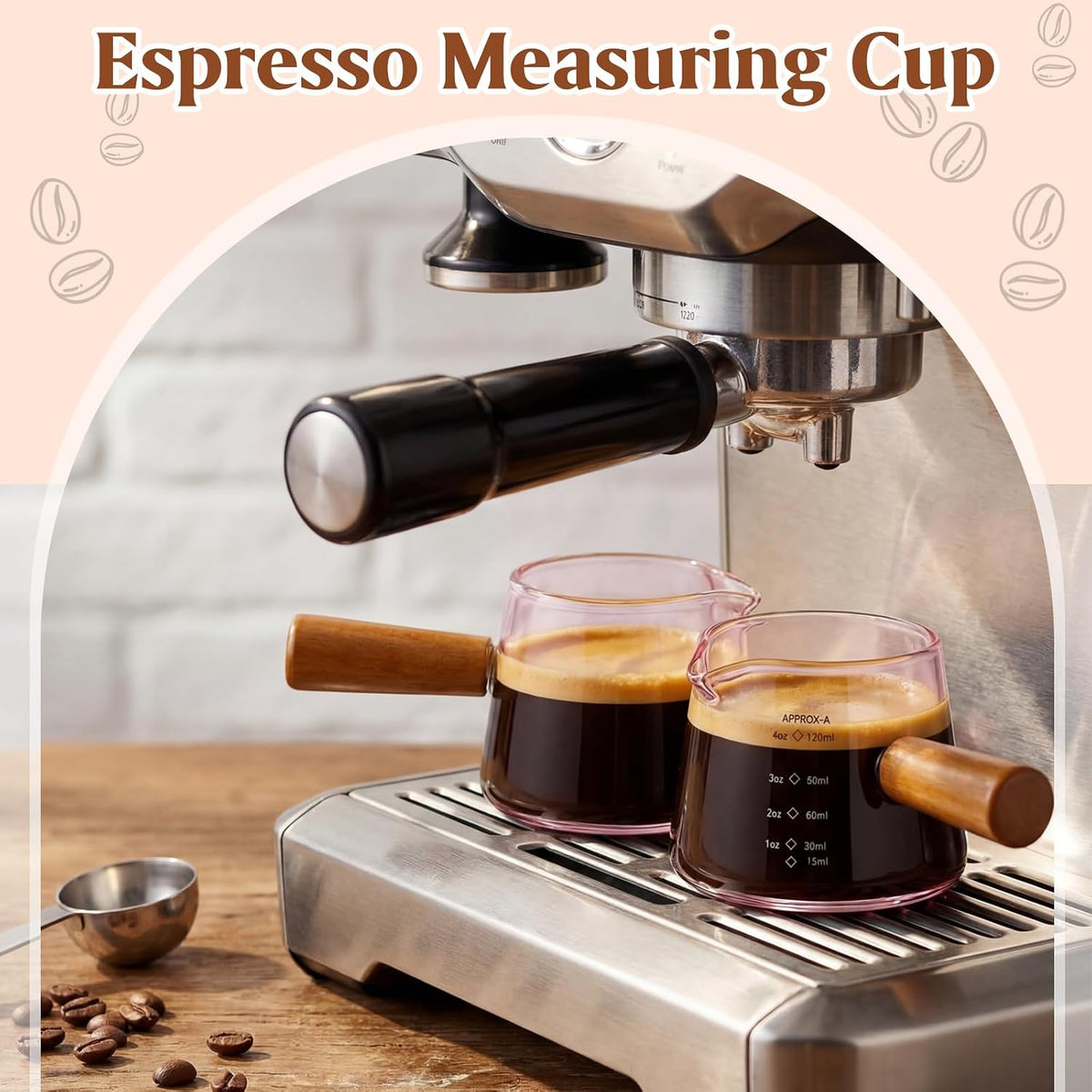 2 Pcs Espresso Cups, Espresso Shot Glasses with V-shaped Spouts and Handle, Small Cute Glass Measuring Cup, Milk Frothing Pitcher for Coffee Bar Accessories(4 OZ,Simple Style,Black)