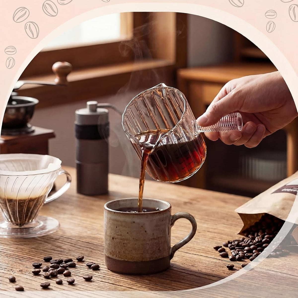 2 Pcs Espresso Cups, Espresso Shot Glasses with V-shaped Spouts and Handle, Small Cute Glass Measuring Cup, Milk Frothing Pitcher for Coffee Bar Accessories(4 OZ,Simple Style,Black)