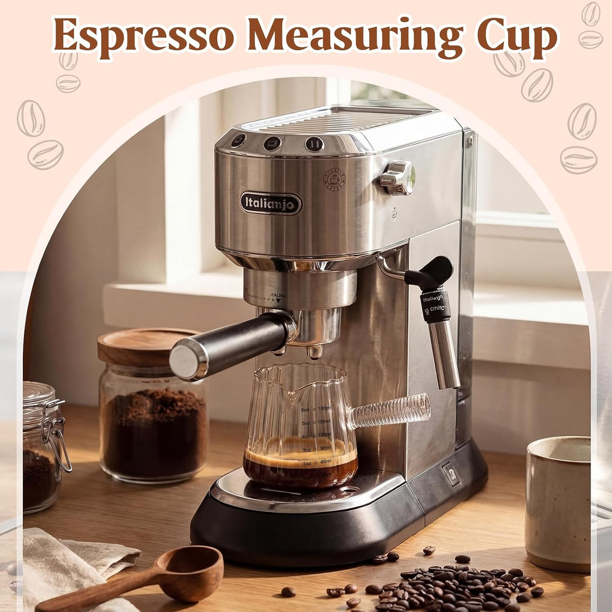 2 Pcs Espresso Cups, Espresso Shot Glasses with V-shaped Spouts and Handle, Small Cute Glass Measuring Cup, Milk Frothing Pitcher for Coffee Bar Accessories(4 OZ,Simple Style,Black)