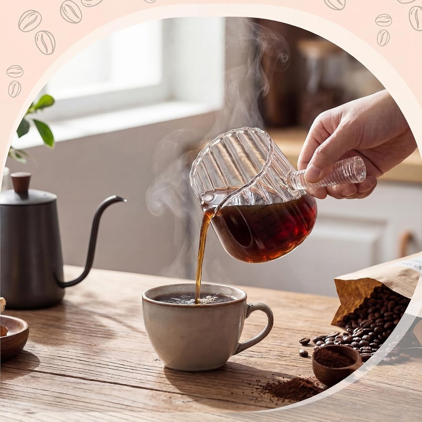 2 Pcs Espresso Cups, Espresso Shot Glasses with V-shaped Spouts and Handle, Small Cute Glass Measuring Cup, Milk Frothing Pitcher for Coffee Bar Accessories(4 OZ,Simple Style,Black)