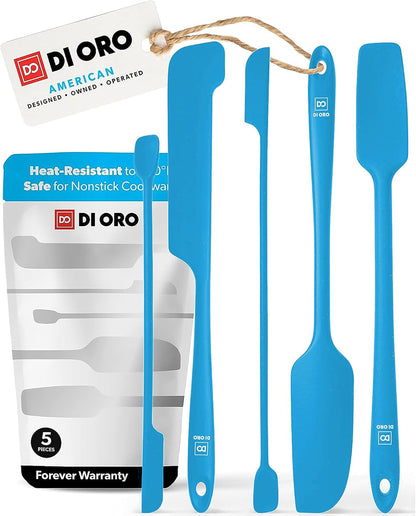Silicone Jar Spatula Set - 600F Heat Resistant, 5-Pc Black