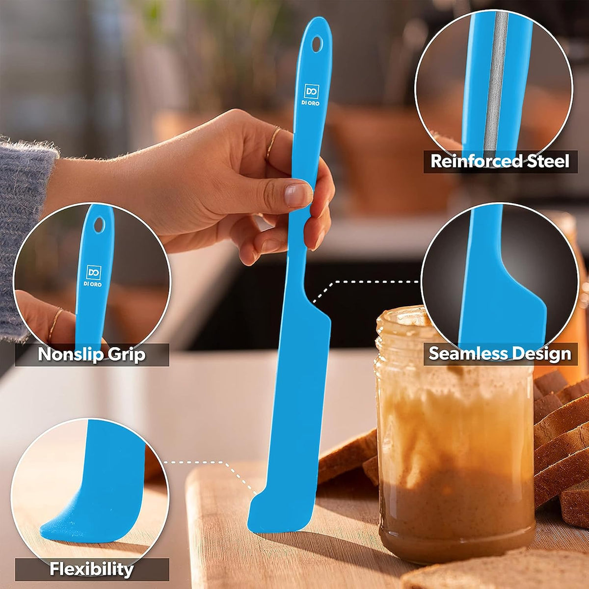 Silicone Jar Spatula Set - 600F Heat Resistant, 5-Pc Black