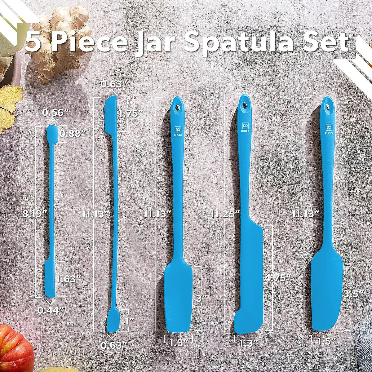 Silicone Jar Spatula Set - 600F Heat Resistant, 5-Pc Black