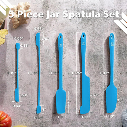 Silicone Jar Spatula Set - 600F Heat Resistant, 5-Pc Black