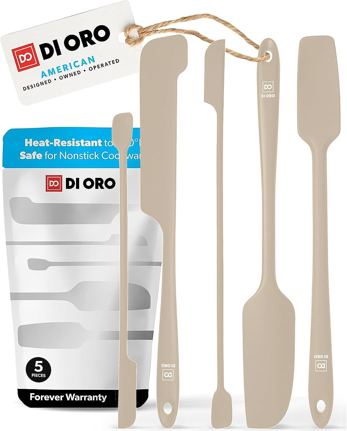 Silicone Jar Spatula Set - 600F Heat Resistant, 5-Pc Black