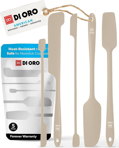 Silicone Jar Spatula Set - 600F Heat Resistant, 5-Pc Black